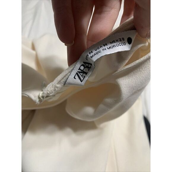 zara womens solid ivory crew neck long sleeve top blouse medium - Picture 3 of 5